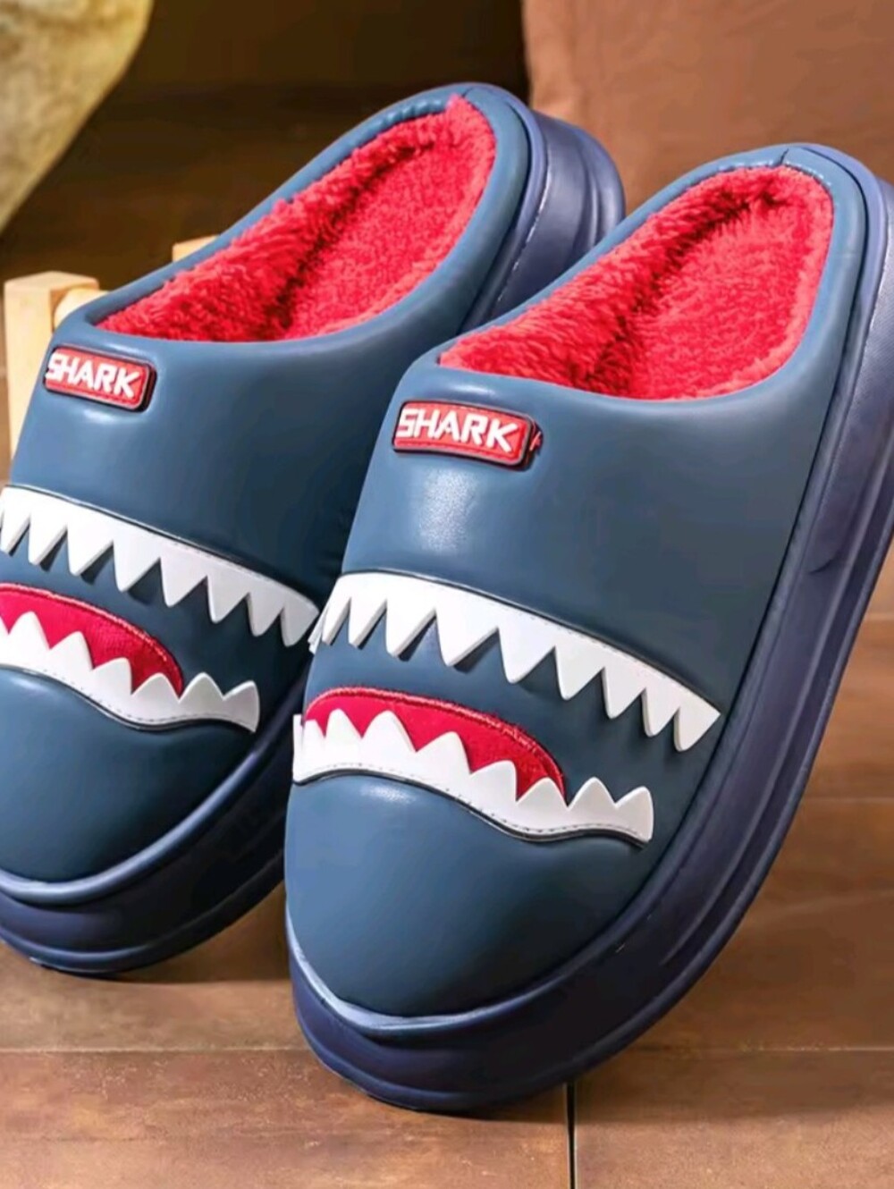 Men's Memory Foam Soft Shark Cute Design Comfortable Non Slip House Shoes